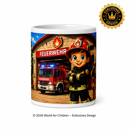 Feuerwehr Hof Kinder Tasse 330 ml – Keramiktasse für Kinder | Exklusives World-for-Children Design