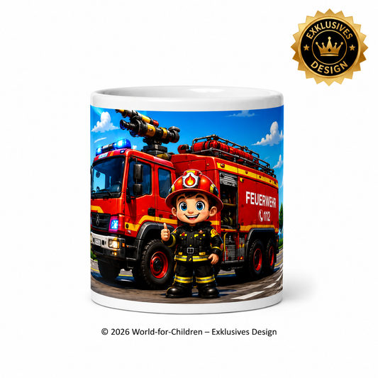 Feuerwehr Kinder Tasse 330 ml – Keramiktasse für Kinder | Exklusives World-for-Children Design