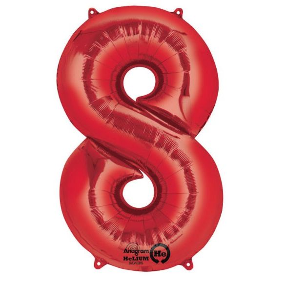 Nummer Roter riesen Zahlen Folienballon 8, 86*53 cm