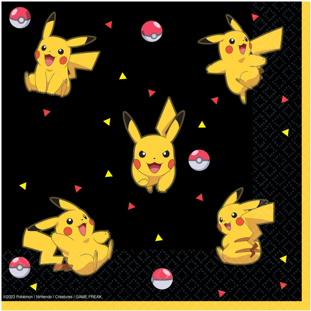 Pokémon Yellow Thunder Servietten, 16 Stück, 33x33 cm