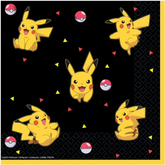 Pokémon Yellow Thunder Servietten, 16 Stück, 33x33 cm