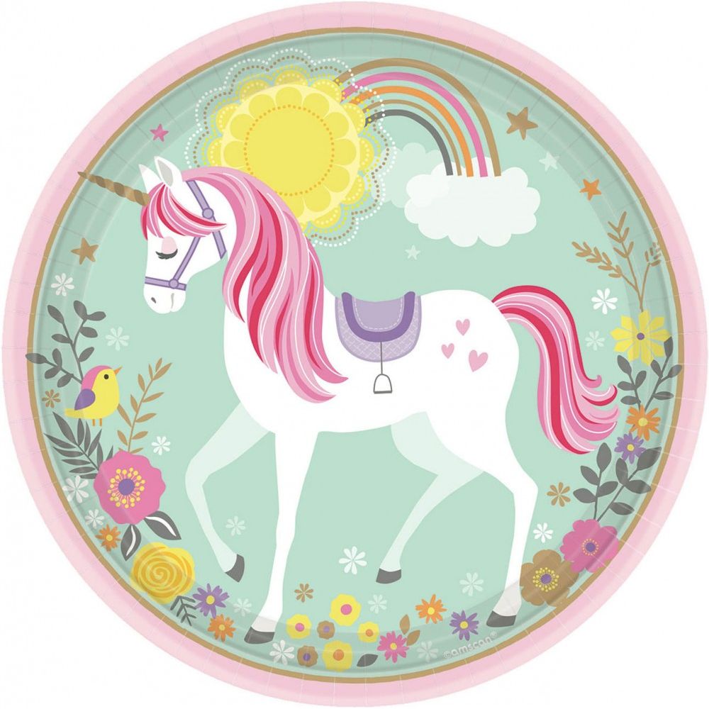 Einhorn Magical Pappteller Set 8 Stück 22,9 cm