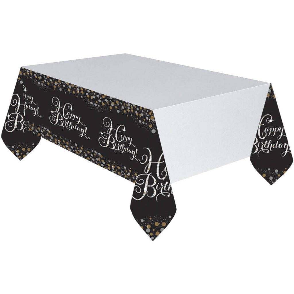Geburtstag Gold Happy Birthday Plastik Tischdecke 120x180 cm