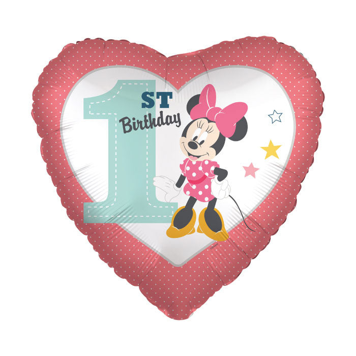 Disney Minnie Heart Erster Geburtstag Folienballon 43 cm