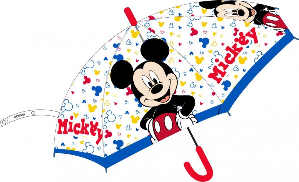 Disney Mickey Transparenter Halbautomatik-Regenschirm für Kinder – 74 cm