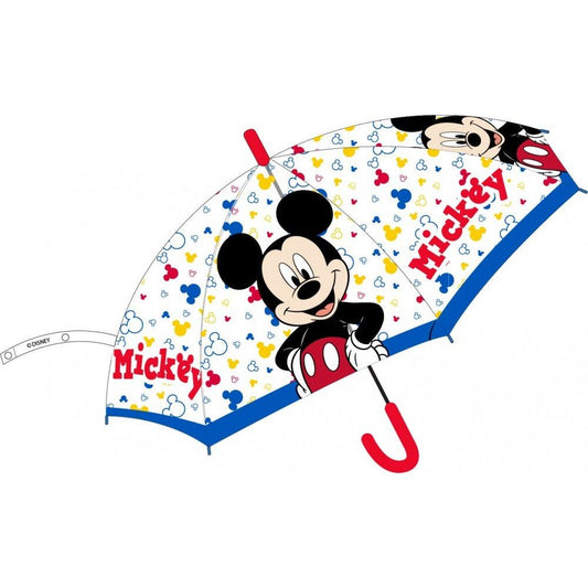 Disney Mickey Transparenter Halbautomatik-Regenschirm für Kinder – 74 cm