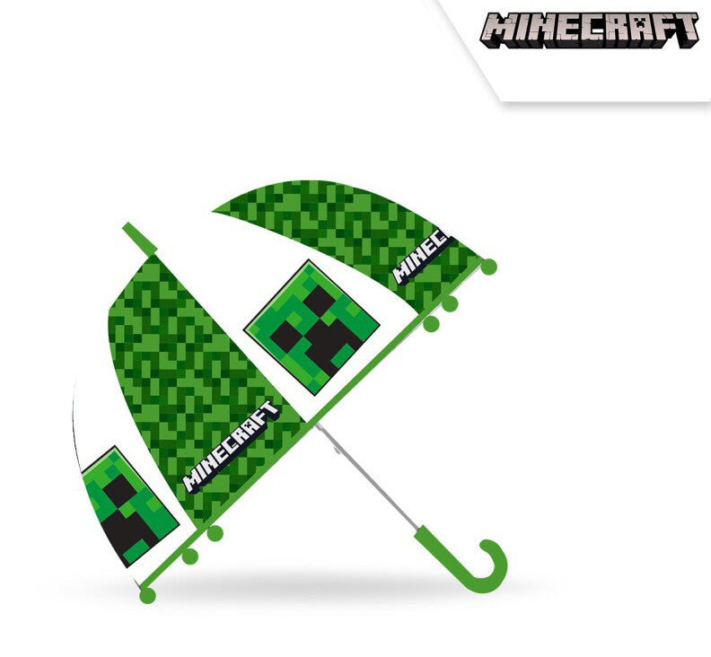 Minecraft transparente halbautomatische Transparenter Halbautomatik-Regenschirm für Kinder – 70 cm