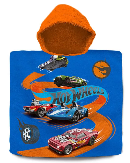 Hot Wheels Highway Kinder-Badeponcho mit Kapuze – 60 × 120 cm, Baumwolle