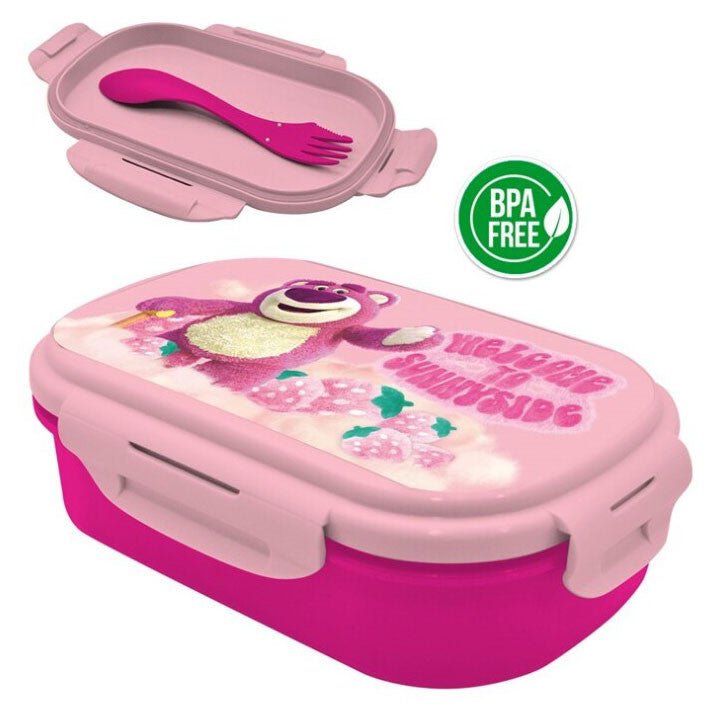Disney Toy Story Lotso Brotdose mit Besteck für Kinder – 21 × 14 × 6 cm, BPA-frei