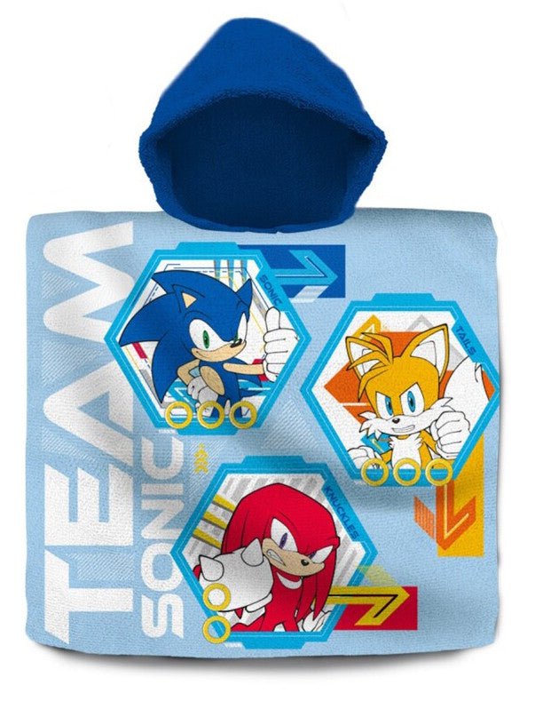 Sonic the Hedgehog Team Sonic the Hedgehog Strandhandtuch Badeponcho für Kinder aus Baumwolle – 60 × 120 cm