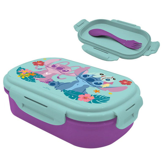 Disney Lilo and Stitch Island Lunchbox with Cutlery for Kids – 21 × 14 × 6 cm, BPA-free
