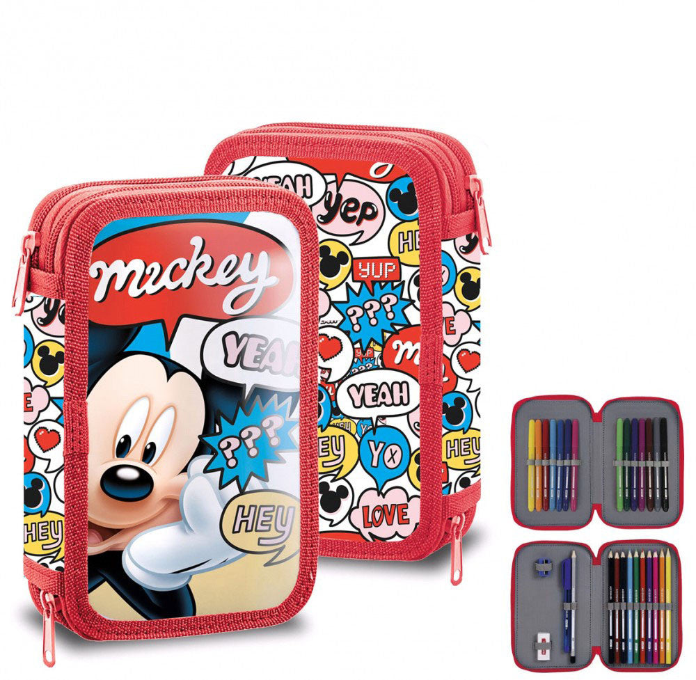 Disney Mickey mit 2 Etagen Federmäppchen für Kinder – 13 x 20 x 7 cm