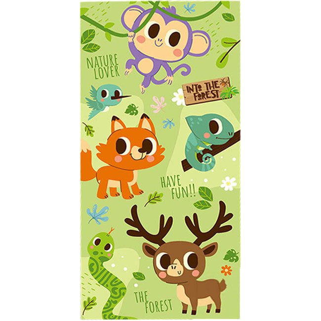 Tiere Into the Forest Badehandtuch Badetuch für Kinder aus Baumwolle – 70 × 140 cm