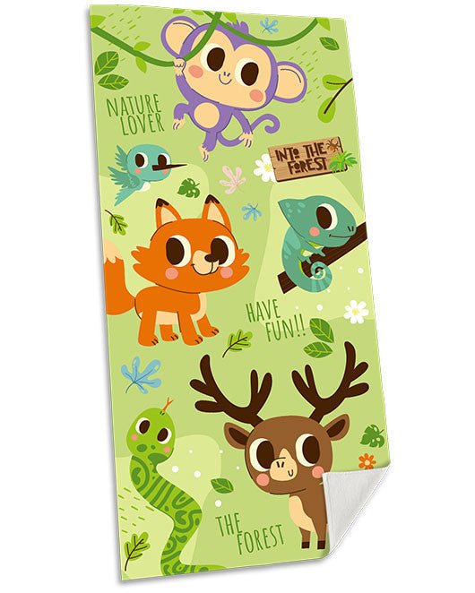 Tiere Into the Forest Badehandtuch Badetuch für Kinder aus Baumwolle – 70 × 140 cm