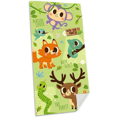 Tiere Into the Forest Badehandtuch Badetuch für Kinder aus Baumwolle – 70 × 140 cm
