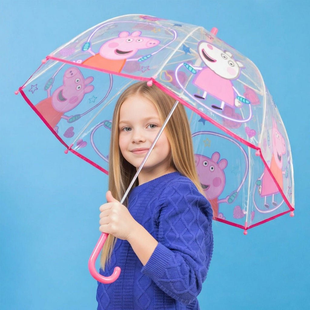 Peppa Wutz Jump Rope Transparenter Kinderregenschirm für Kinder – 70 cm