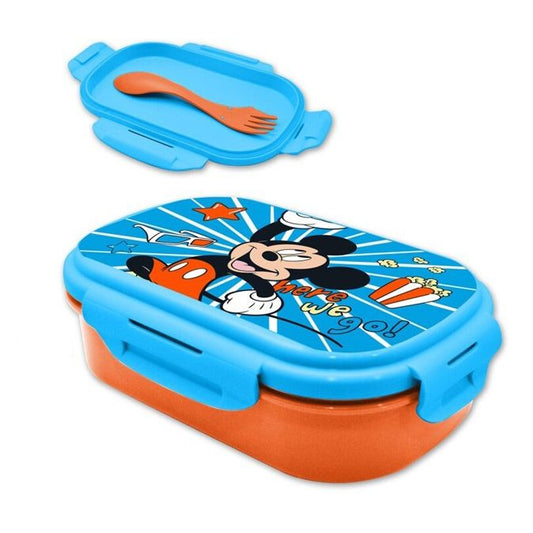 Disney Mickey Go Boîte à sandwich + Set Boîte à goûter avec couverts pour enfants – 21 × 14 × 6 cm