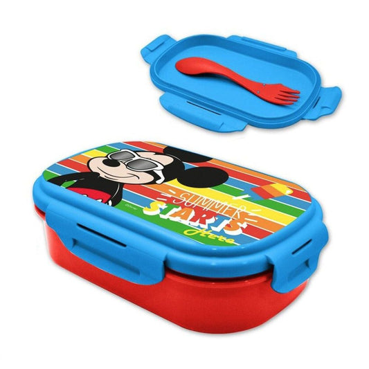 Disney Mickey Starts Brotdose mit Besteck für Kinder – 21 × 14 × 6 cm, BPA-frei