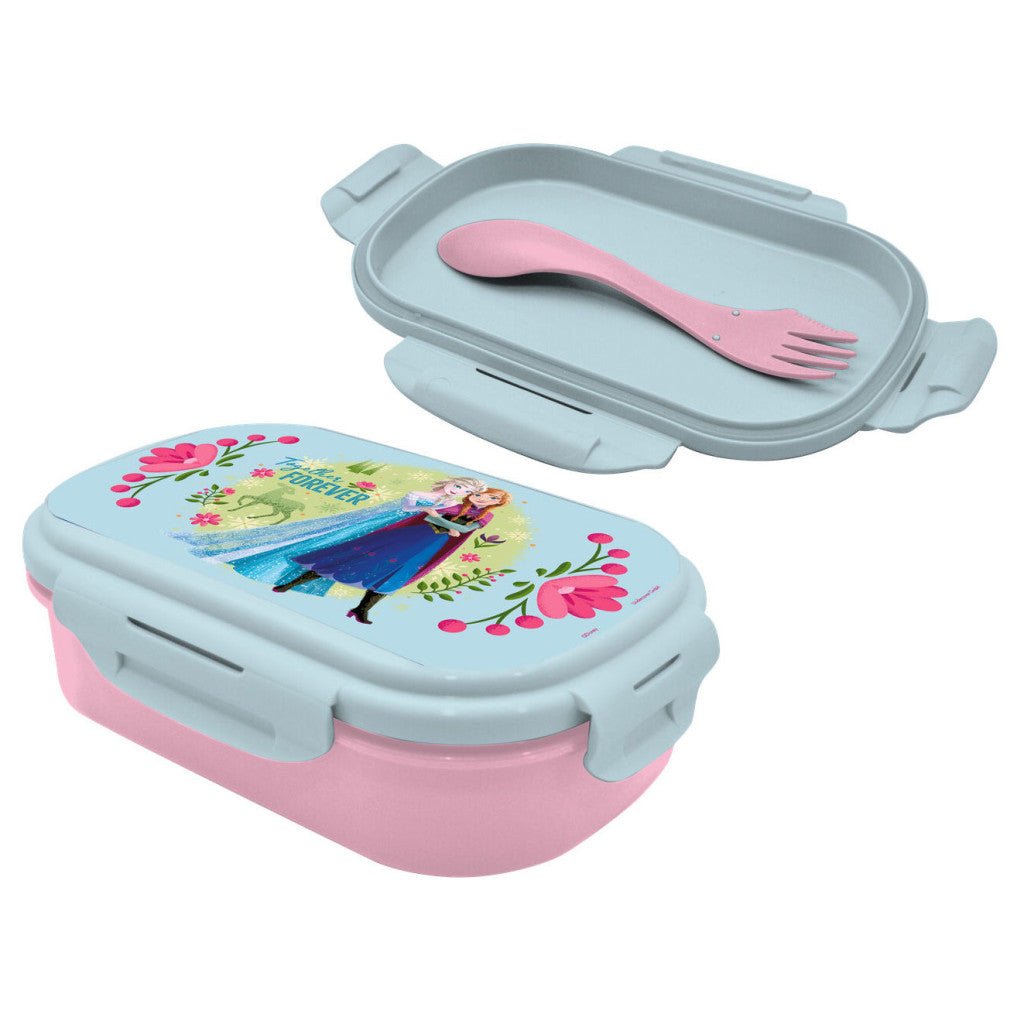 Disney Eiskönigin Together Forever Brotbüchse + Set Brotdose mit Besteck für Kinder – 21 × 14 × 6 cm, BPA-frei