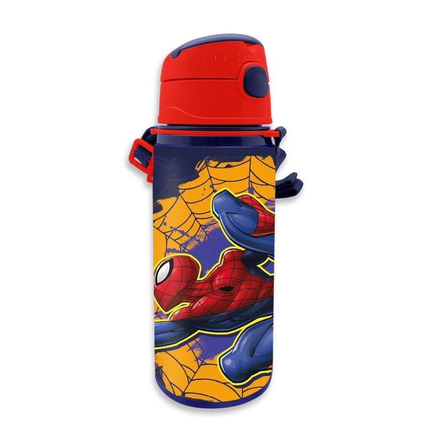 Spiderman Web-Slinger Aluminium-Trinkflasche mit Strohhalm für Kinder – 600 ml