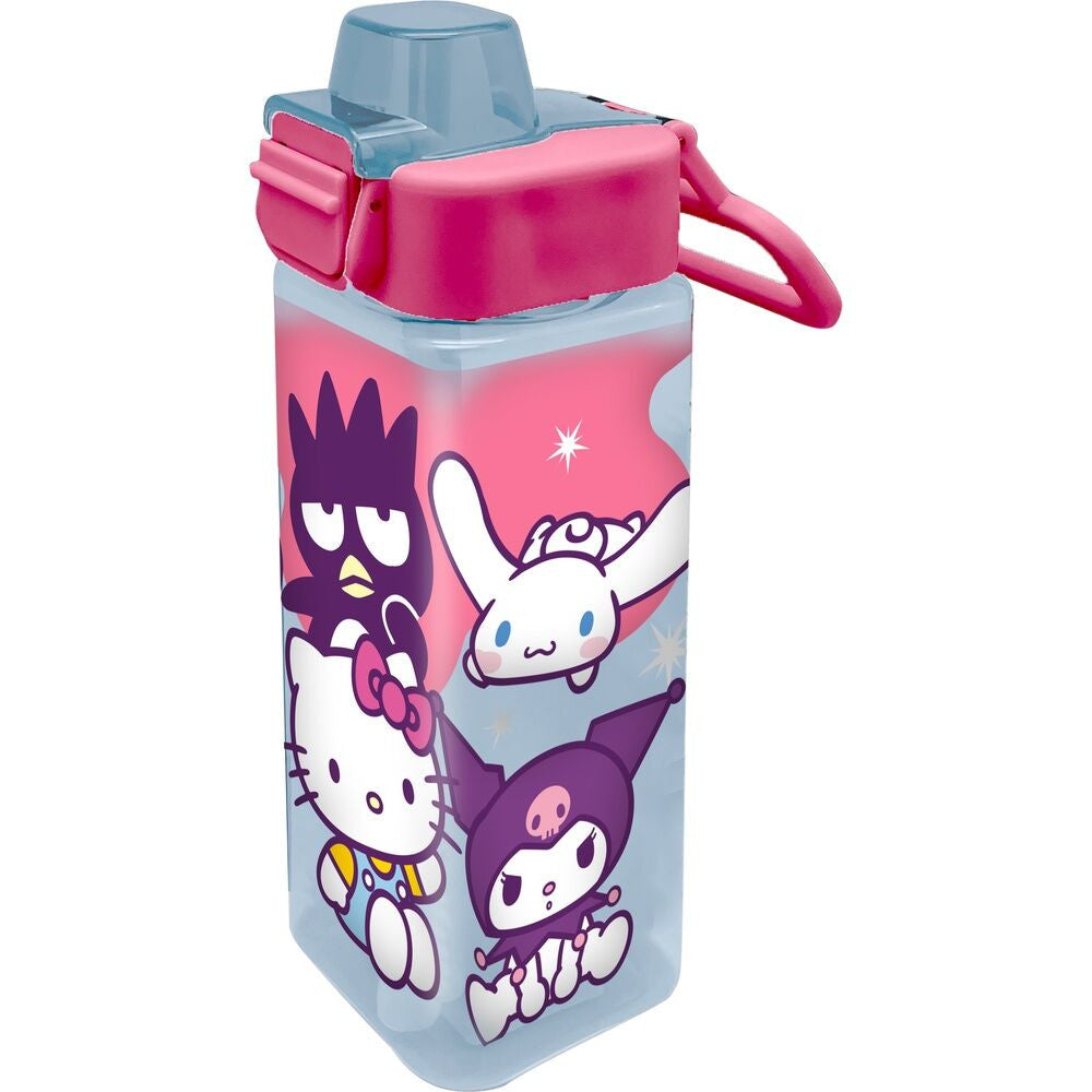 Hello Kitty Friends Kunststoff-Trinkflasche mit Strohhalm für Kinder – 500 ml