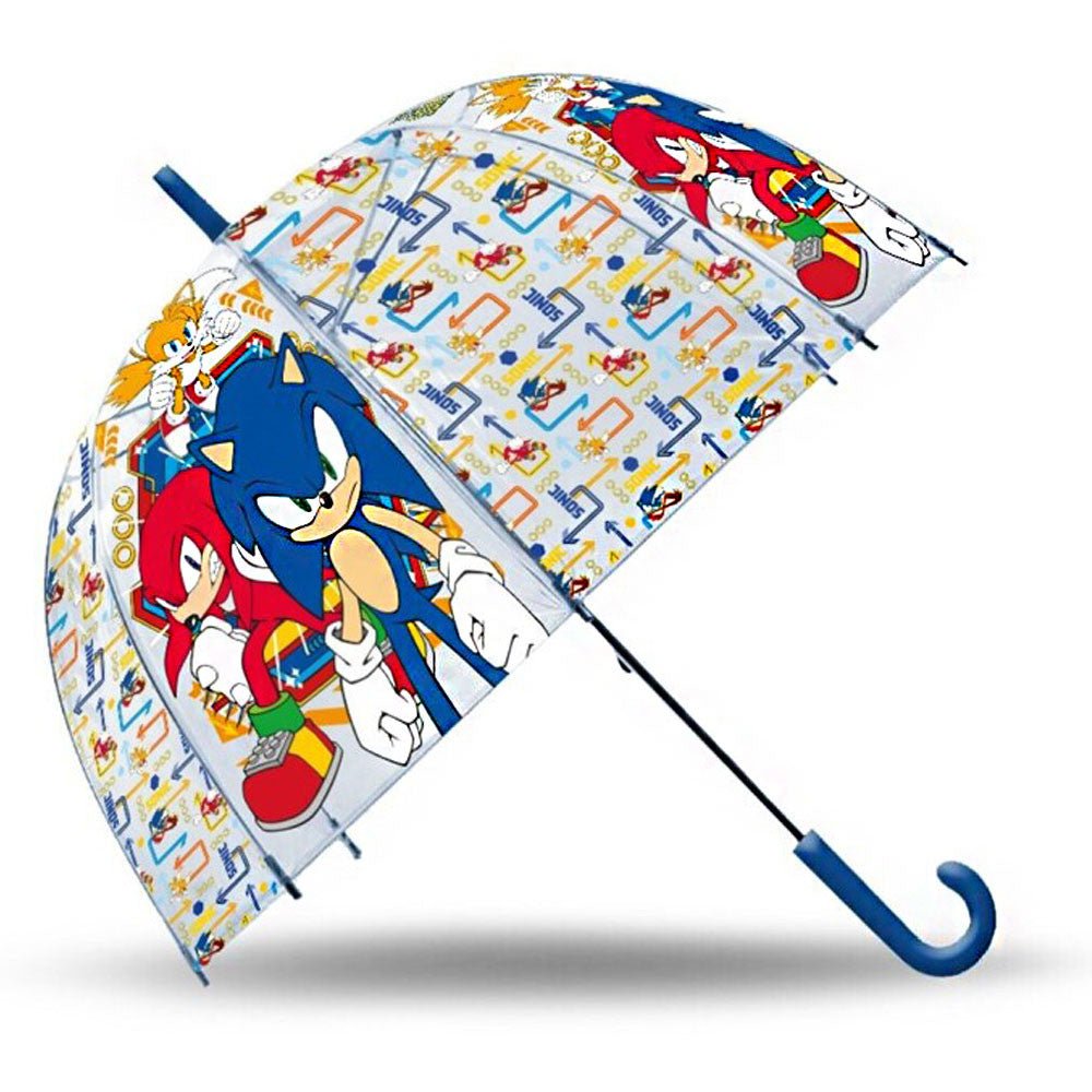 Sonic the Hedgehog Gold Rings Sonic the Hedgehog Transparenter Halbautomatik-Regenschirm für Kinder – 70 cm
