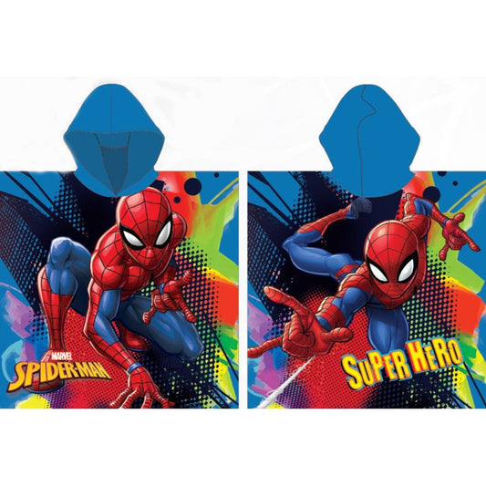 Spiderman Blaues ( ) Badeponcho für Kinder aus Polyester – 55 × 110 cm