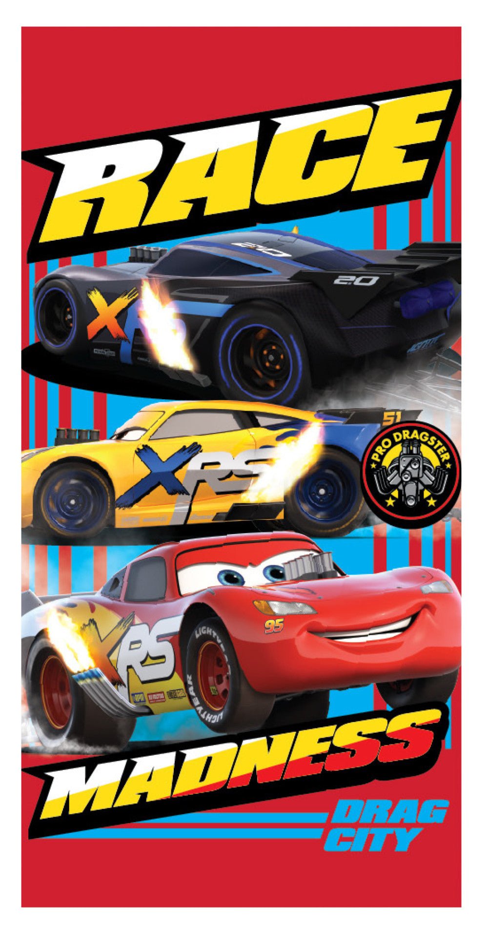 Disney Cars Race , (Fast Dry) Badetuch für Kinder aus Polyester – 70 × 137 cm