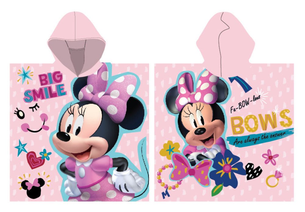 Disney Minnie Smile - (Fast Dry) Badeponcho für Kinder aus Polyester – 55 × 110 cm