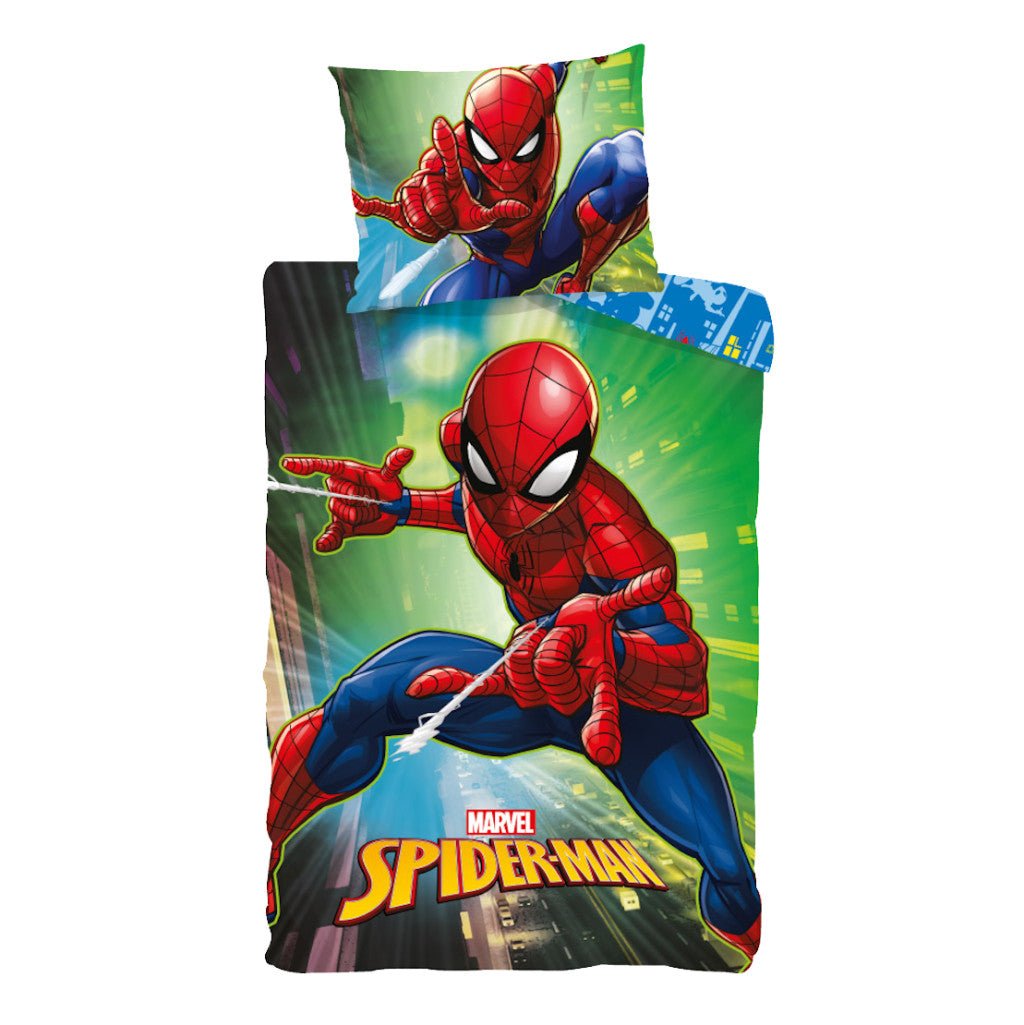 Spiderman City Lights Babybettwäsche-Set – 100 × 135 cm + 40 × 60 cm, Baumwolle