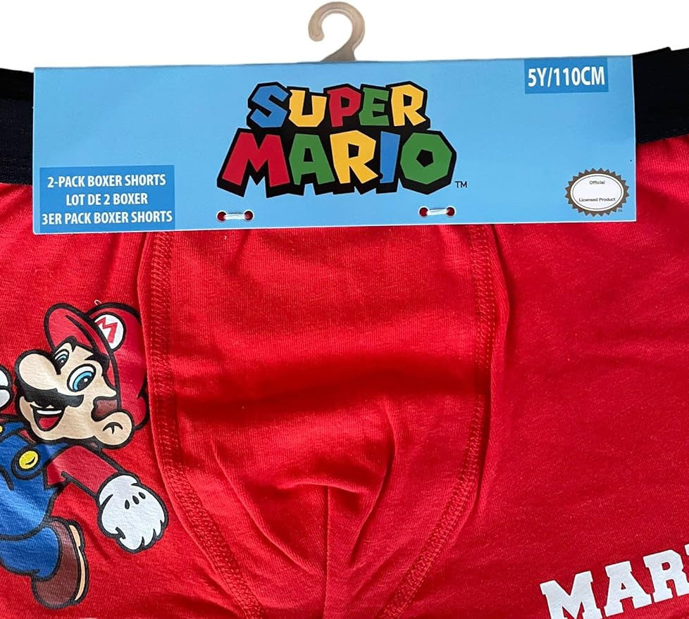 Super Mario Kinder Boxershorts 2 Stück/Packung 5-12 Jahre