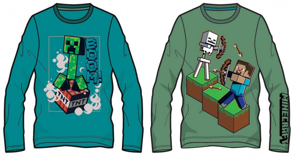 Minecraft BOOM! Kinder Langarmshirt, Oberteil 6-12 Jahre