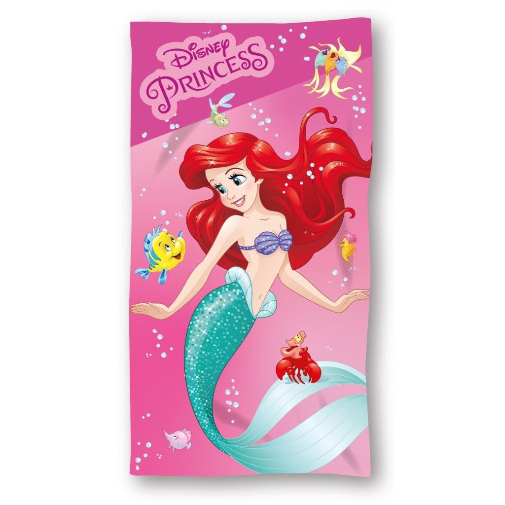 Disney Princess Sparkling Mermaid Bath Towel, (Fast Dry) Polyester Kids' Bath Towel – 70 × 140 cm
