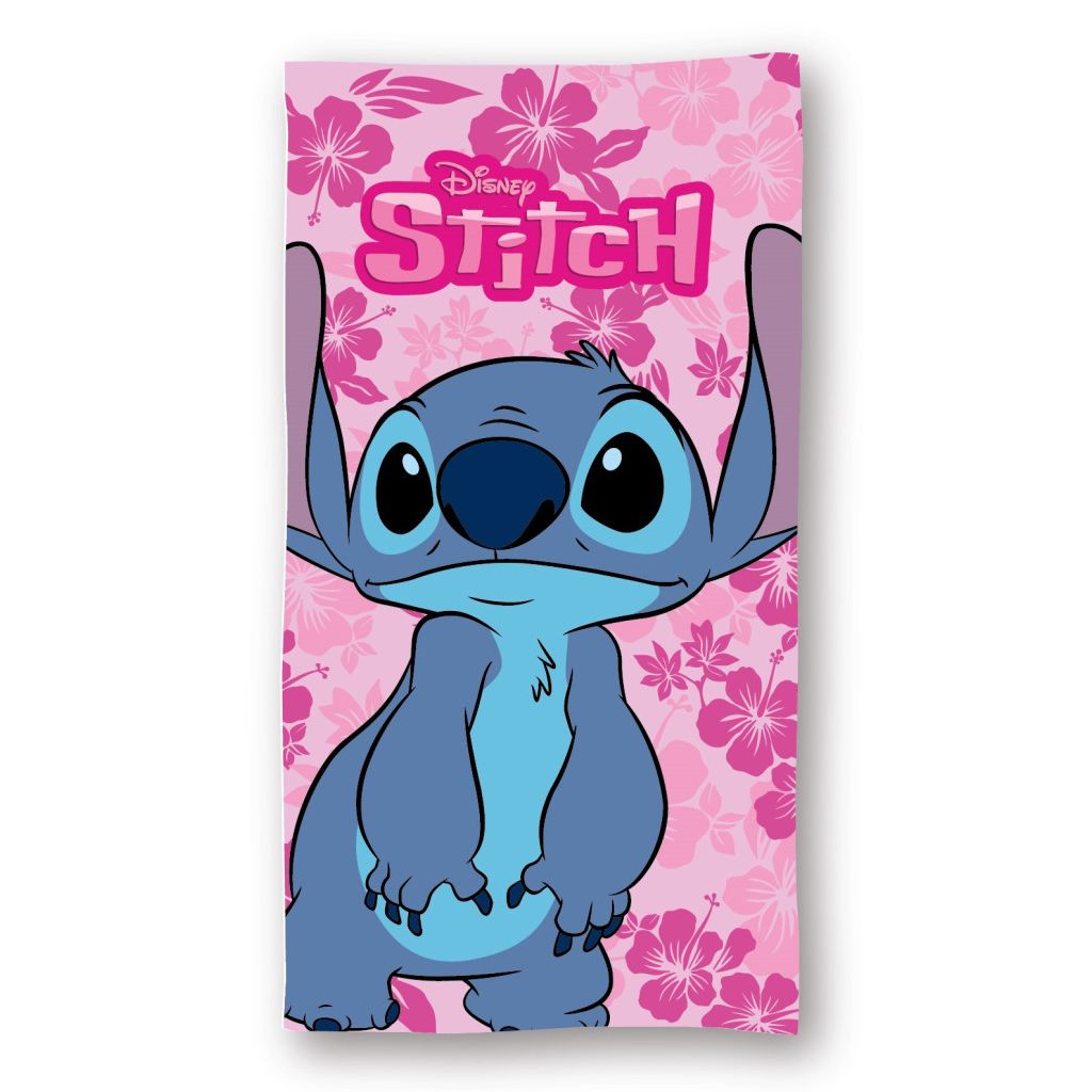 Disney Lilo et Stitch Floral Love, serviette de bain en polyester (séchage rapide) pour enfants – 70 × 140 cm