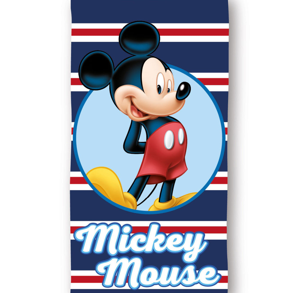 Disney Mickey Navy Stripe , ( ) Badetuch für Kinder aus Polyester – 70 × 140 cm