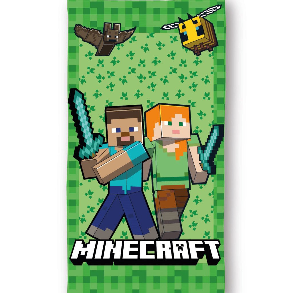 Minecraft Cube World , (Schnell trocknend) Badetuch für Kinder aus Polyester – 70 × 140 cm