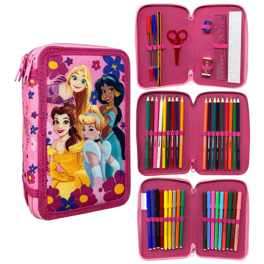 Disney Princess Fairy Tale 3-tier Pencil Case for Children – 13 x 20 x 6 cm