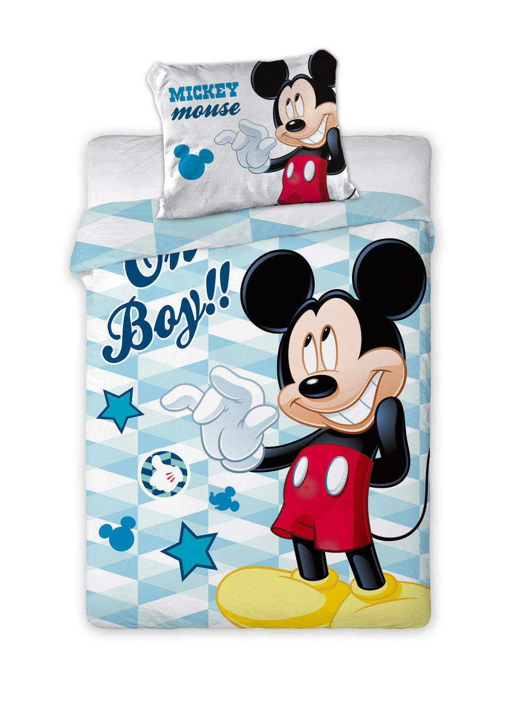 Disney Mickey Oh Boy Kinder, Kindergarten -Set Babybettwäsche-Set – 100 × 135 cm + 40 × 60 cm, Baumwolle