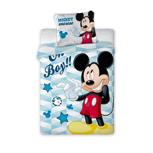 Disney Mickey Oh Boy Kinder, Kindergarten -Set Babybettwäsche-Set – 100 × 135 cm + 40 × 60 cm, Baumwolle