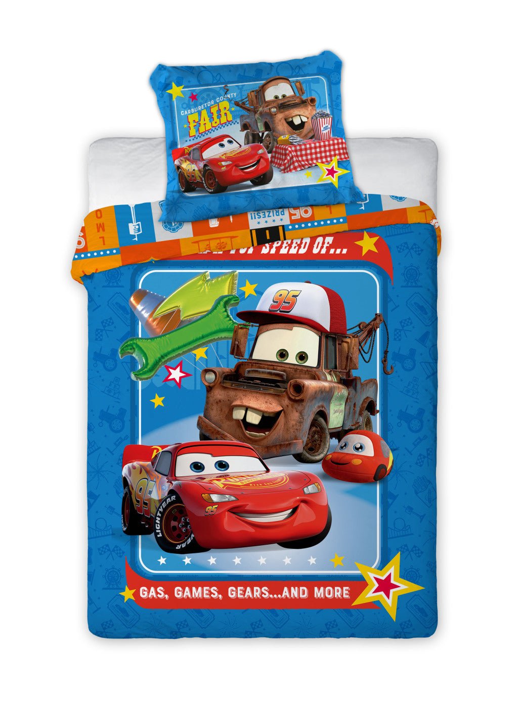 Disney Cars Fair -Set Babybettwäsche-Set – 100 × 135 cm + 40 × 60 cm, Baumwolle