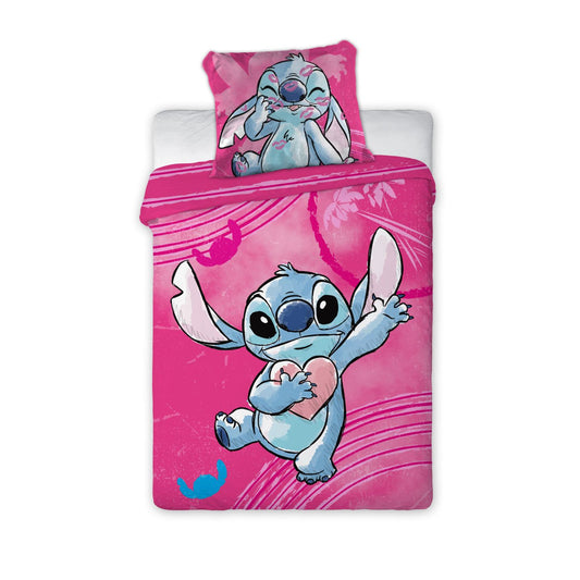 Disney Lilo and Stitch Heartbeat Set Cot Bedding Set – 100 × 135 cm + 40 × 60 cm, Cotton