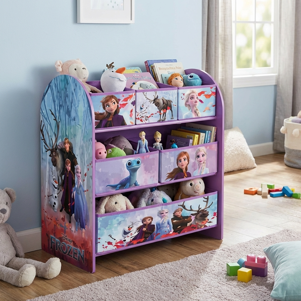 Disney Frozen Schubladenschrank mit 6 Boxen – Kinder Spielzeugregal mit Aufbewahrungsboxen