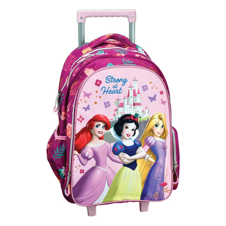 Disney Prinzessin Strong Rollschultasche, Tasche 46 cm Schultasche mit Rollen für Kinder – 46 × 35 × 20 cm