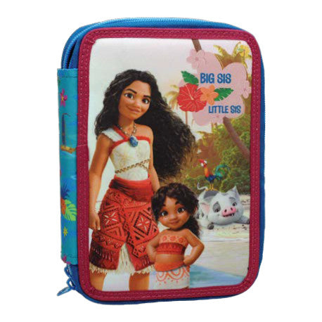 Disney Vaiana Big Sis zweistöckiges Federmäppchen für Kinder – 13 x 20 x 7 cm