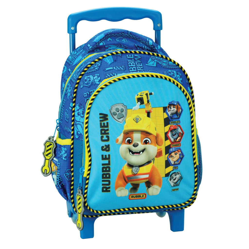Sac à dos maternelle à roulettes Pat' Patrouille Rubble & Crew pour enfants – 30 x 25 x 15 cm
