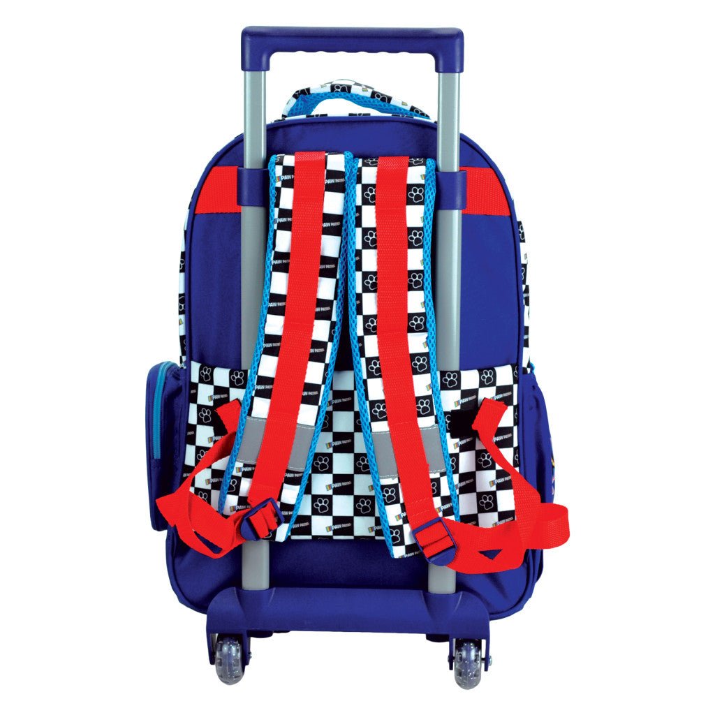 Paw Patrol Racing Premium rollender Schulrucksack, 42 cm Schultasche mit Rollen für Kinder – 42 × 32 × 20 cm