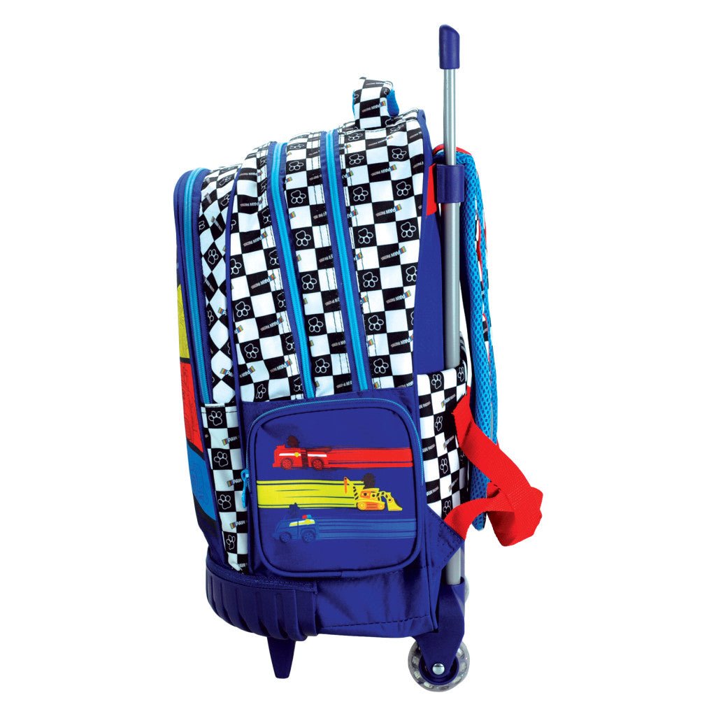 Paw Patrol Racing Premium rollender Schulrucksack, 42 cm Schultasche mit Rollen für Kinder – 42 × 32 × 20 cm