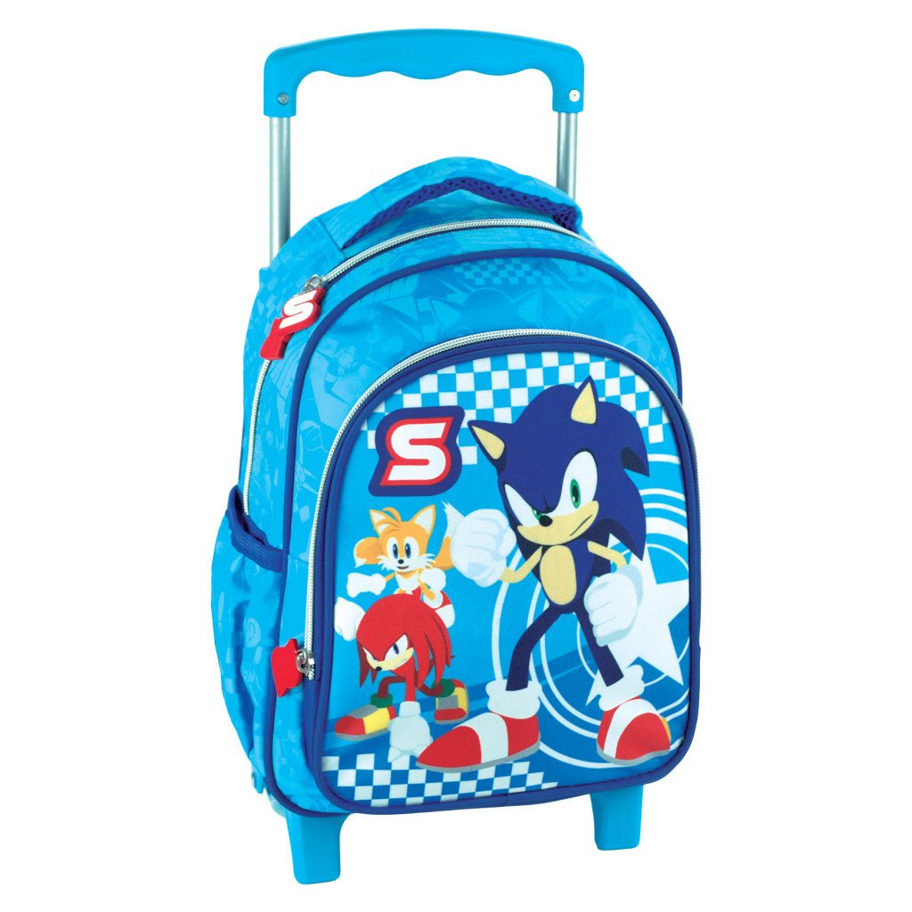 Sonic the Hedgehog Trio rollender Kindergartenrucksack für Kinder – 30 x 25 x 15 cm