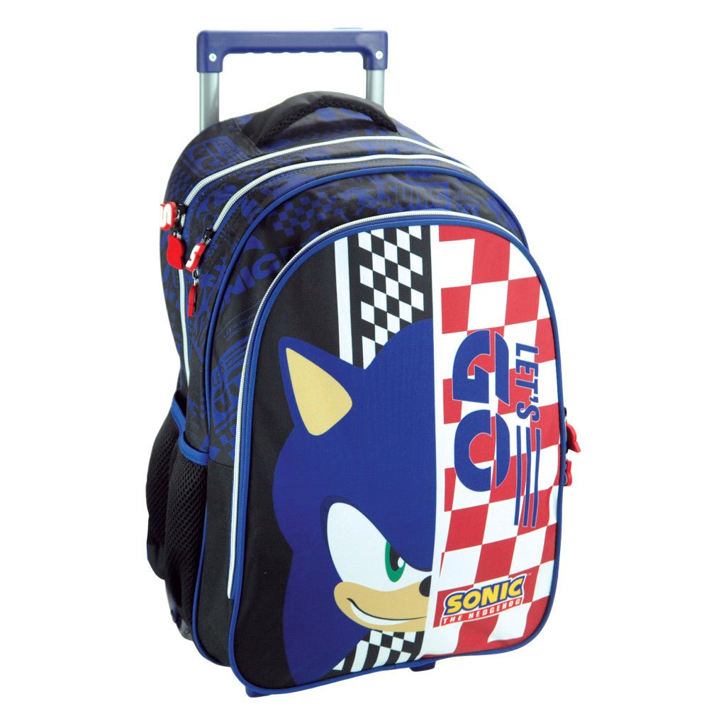 Sonic the Hedgehog Champion Racer Rollbare , Tasche 46 cm Schultasche mit Rollen für Kinder – 46 × 35 × 20 cm