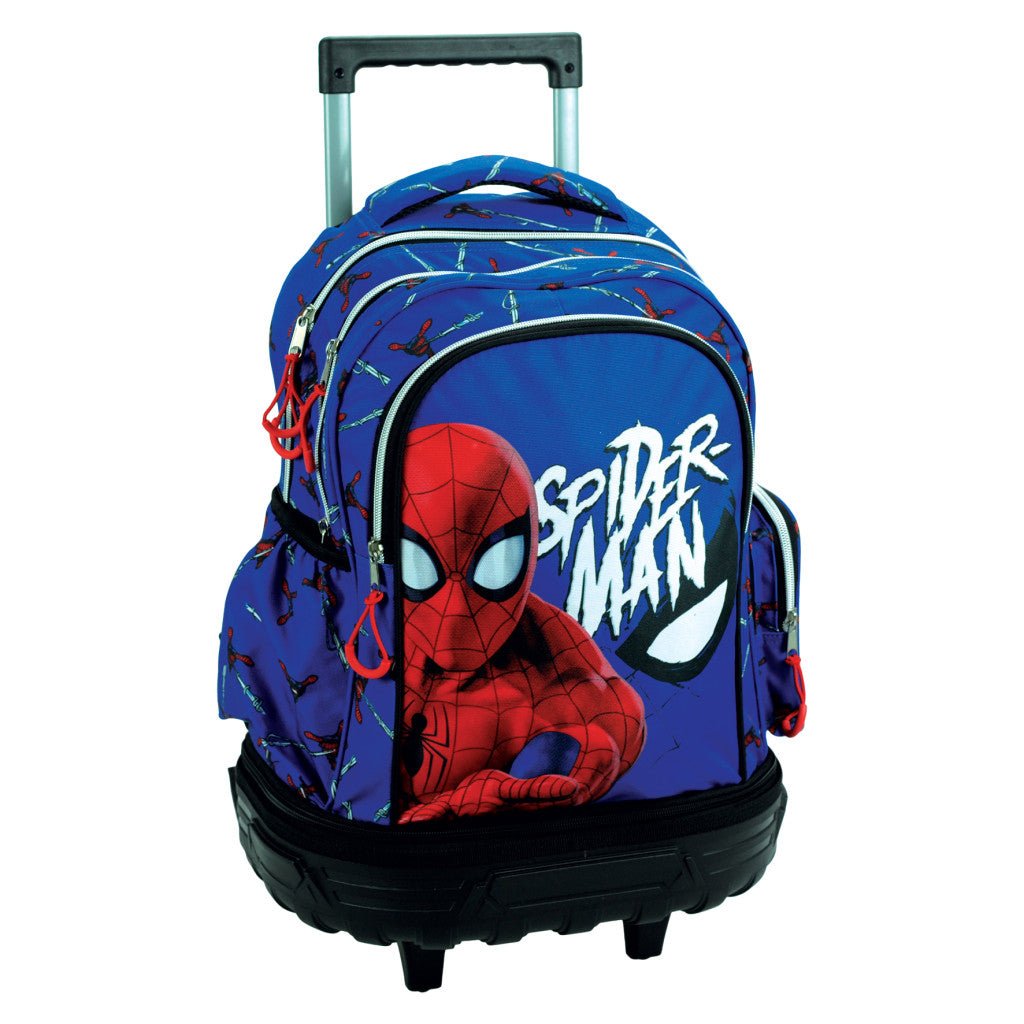 Spiderman Evergreen hochwertiger rollender Schulrucksack, 42 cm Schultasche mit Rollen für Kinder – 42 × 32 × 20 cm